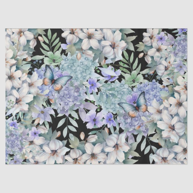 Elegant  Floral Butterflies Decoupage Tissue Paper (Front)