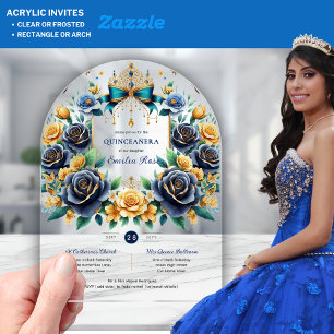 Elegant Floral Butterflies QUINCEANERA Clear  Acrylic Invitations