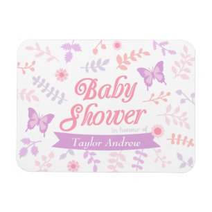 Elegant Floral Butterfly Baby Shower Party Favours Magnet
