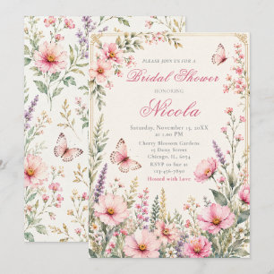 Elegant Floral Butterfly Bridal Shower Invitation