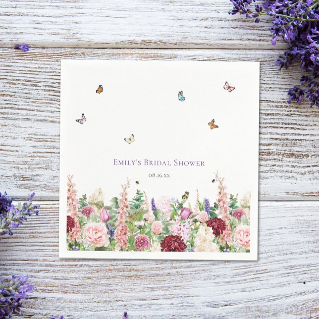 Elegant Floral Butterfly Bridal Shower Napkin (Creator Uploaded)
