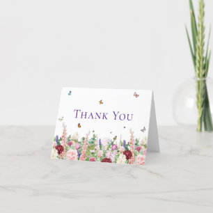 Elegant Floral Butterfly Bridal Shower Thank You Card