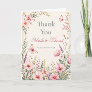 Elegant Floral Butterfly Engagement Thank You Card