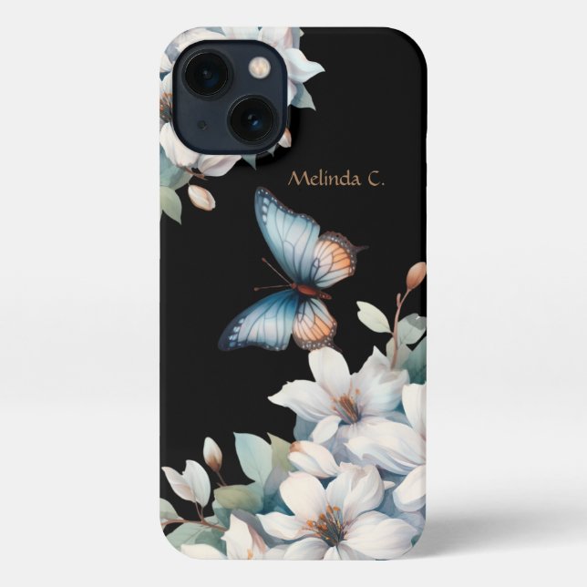 Elegant Floral & Butterfly iPhone Case (Back)