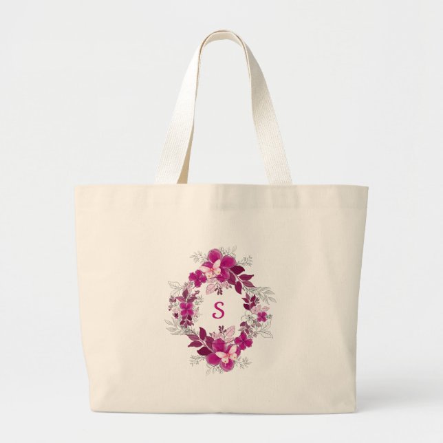 Elegant Floral Butterfly Tote Bag (Front)