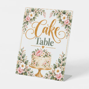 Elegant Floral Cake Table Sign