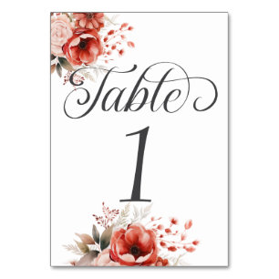 Elegant Floral Calligraphy Party Table Number