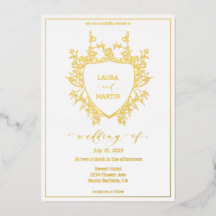 Elegant floral, calligraphy script  foil holiday card