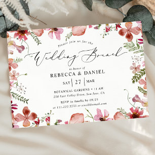 Elegant Floral Calligraphy Wedding Brunch Invitation