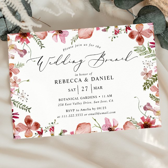Elegant Floral Calligraphy Wedding Brunch  Invitation (Creator Uploaded)