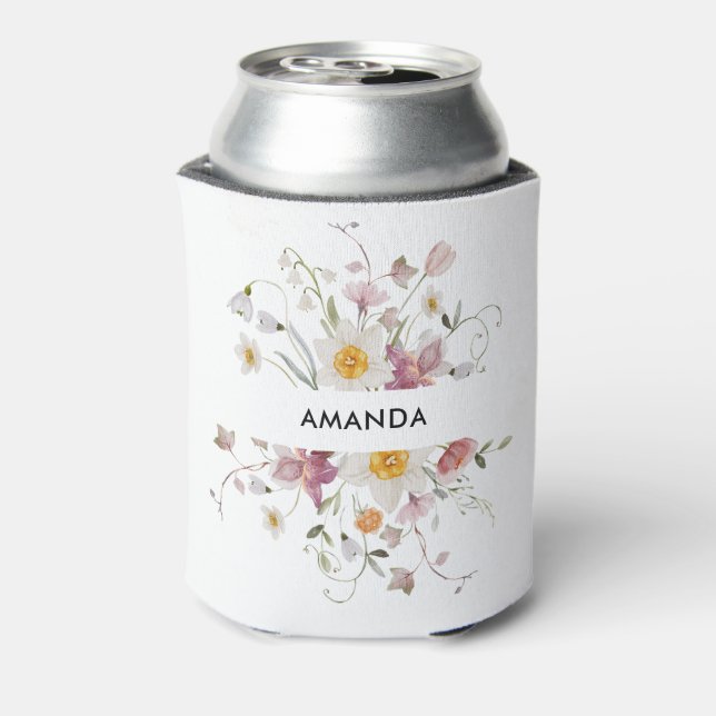 Elegant Floral Can Coolers (Can Back)