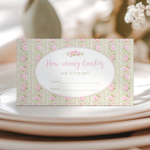 Elegant Floral Candy Jar Baby Shower Game Card
