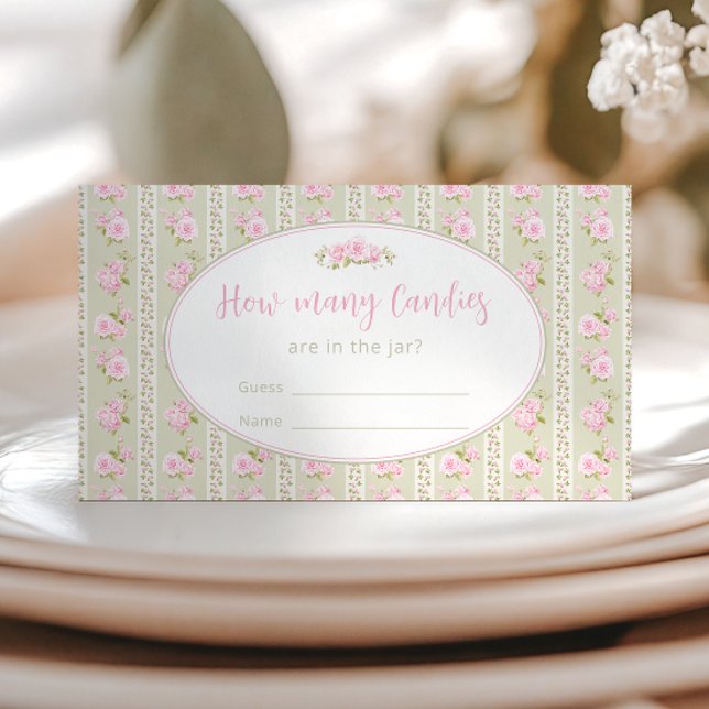 Elegant Floral Candy Jar Baby Shower Game Card (Creator Uploaded)
