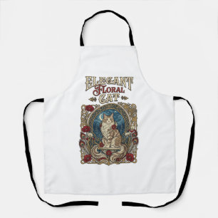 Elegant Floral Cat Cat Art Nouveau Vintage Vector Apron