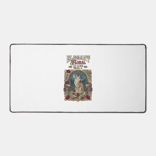 Elegant Floral Cat Cat Art Nouveau Vintage Vector Desk Mat