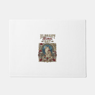 Elegant Floral Cat Cat Art Nouveau Vintage Vector Doormat