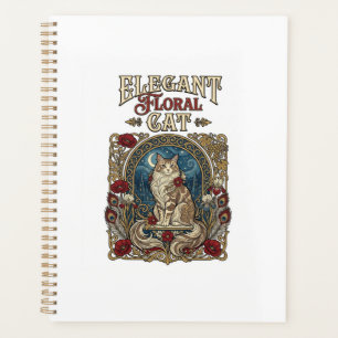 Elegant Floral Cat Cat Art Nouveau Vintage Vector Planner