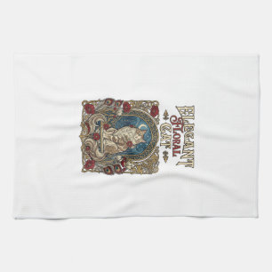 Elegant Floral Cat Cat Art Nouveau Vintage Vector  Tea Towel