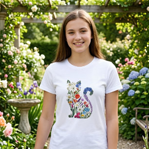 Elegant Floral Cat  for Women Tri-Blend Shirt
