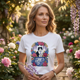 Elegant Floral Cat T-Shirt