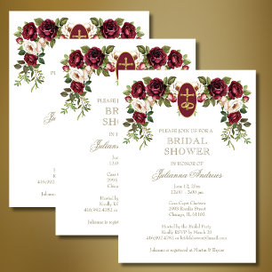 Elegant Floral Catholic Bridal Shower Roses  Invitation