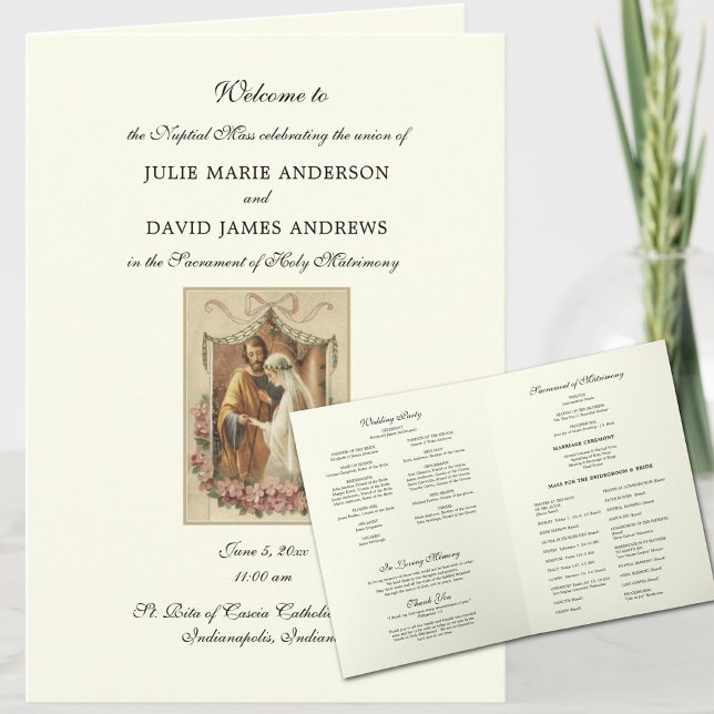 Elegant Floral Catholic Wedding Mass Program (Creator Uploaded)
