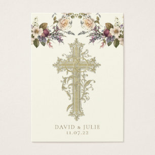 Elegant Floral Catholic Wedding Prayer Card