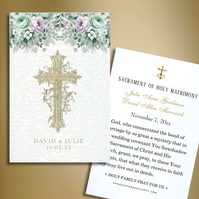 Elegant Floral Catholic Wedding Prayer Card (Creator Uploaded)