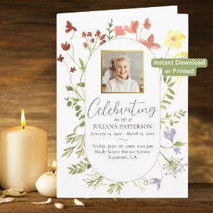 Elegant Floral Celebration of Life Digital Program