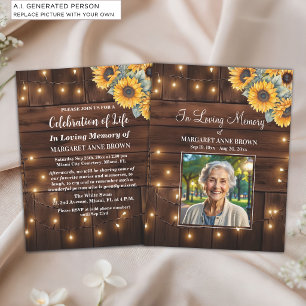Elegant Floral Celebration Of Life Funeral Photo Invitation