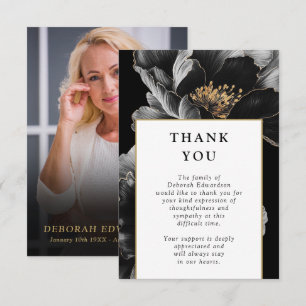Elegant Floral Celebration Of Life Funeral Photo Thank You Card