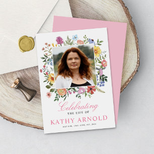 Elegant Floral Celebration of Life Memorial Photo Invitation