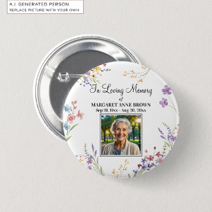 Elegant Floral Celebration Of Life Photo Keepsake 6 Cm Round Badge