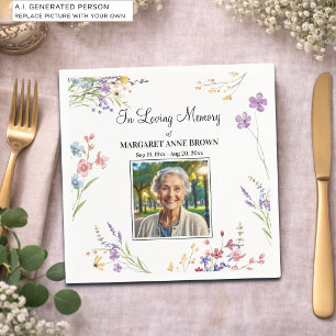 Elegant Floral Celebration Of Life Photo Napkin