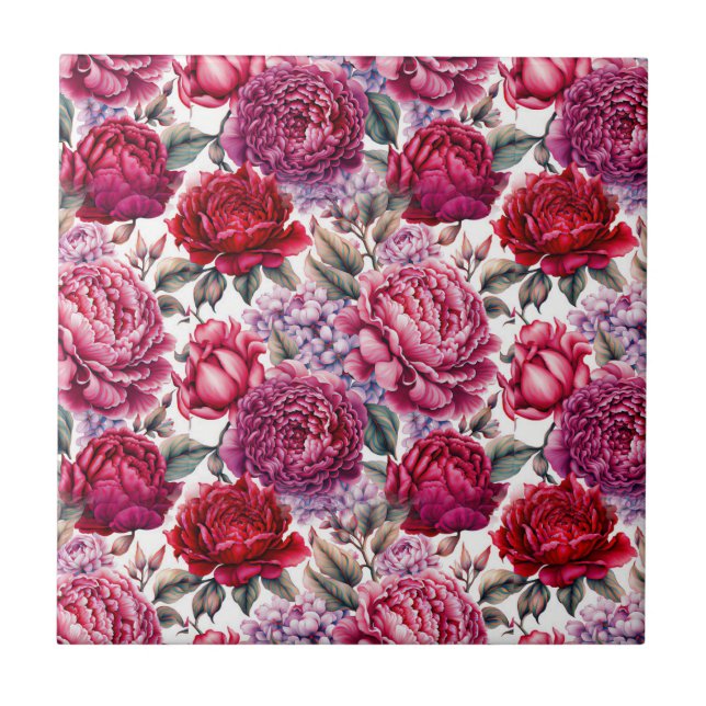 Elegant Floral Ceramic Tile (Front)