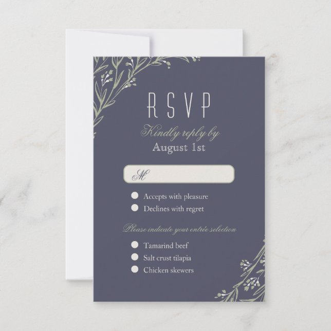 Elegant floral chalkboard rustic wedding RSVP (Front)