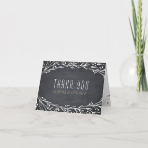Elegant floral chalkboard rustic wedding thank you card