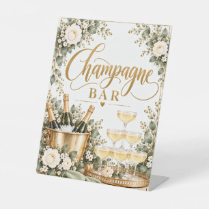 Elegant Floral Champagne Bar Wedding Sign