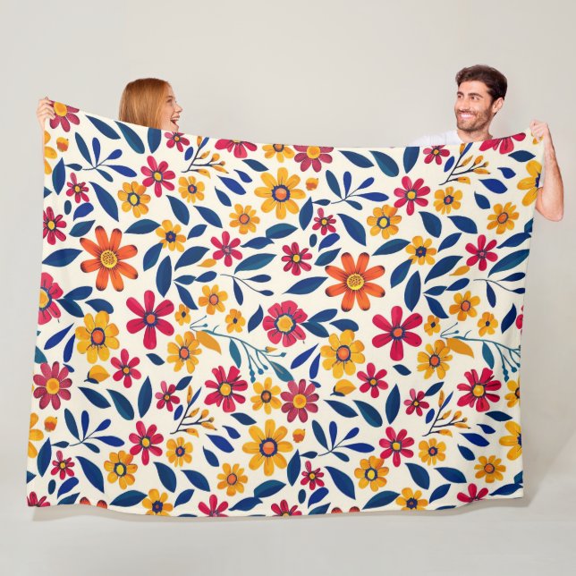 Elegant Floral Charm 60x80 Fleece Blanket (In Situ)