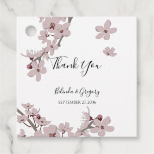 Elegant Floral Cherry Blossom Wedding Gift Favour Tags