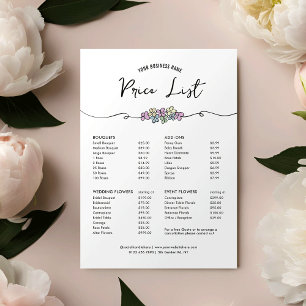 Elegant Floral Chic Florist Business Price List