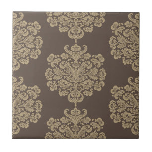 Elegant floral chic gold damask pattern  ceramic tile