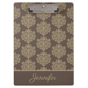 Elegant floral chic gold damask pattern clipboard