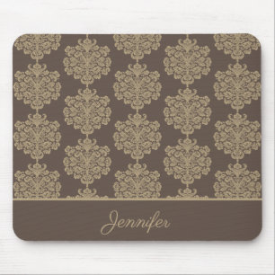Elegant floral chic gold damask pattern mouse pad