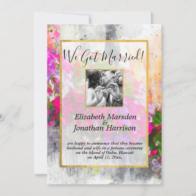 Elegant Floral Chic We Got Married Announcement (Front)