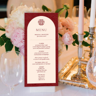 Elegant Floral Chinese Wedding Table Menu Card
