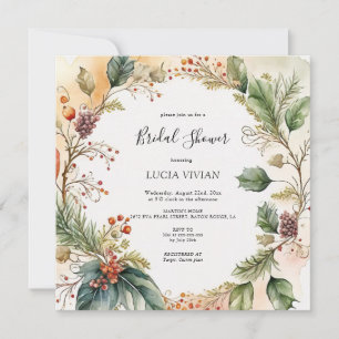 Elegant Floral Christmas Bridal Shower Invitation