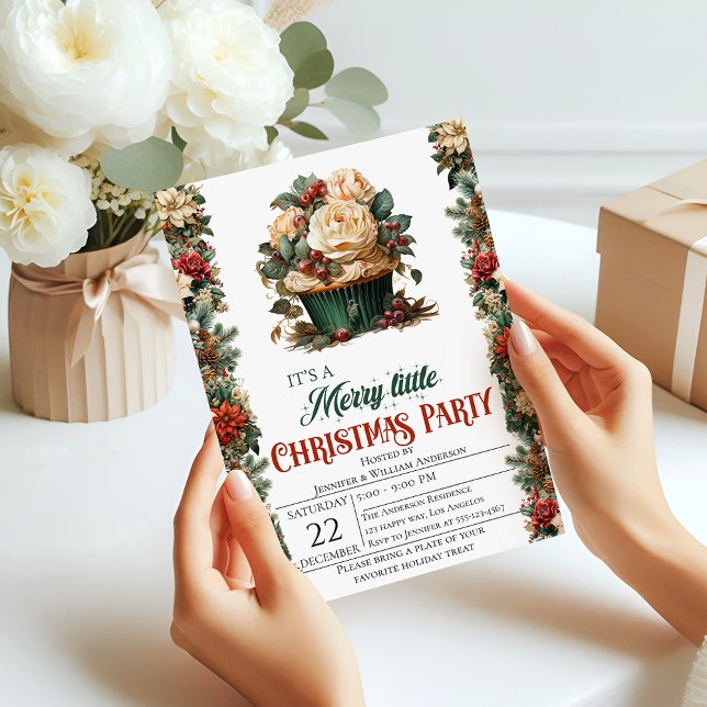 Elegant Floral Christmas Party Invitation (Creator Uploaded)