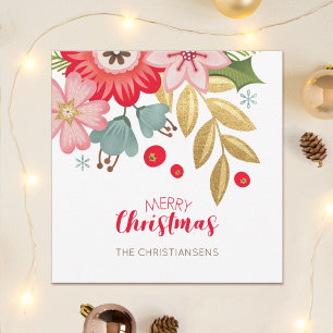 Elegant Floral Christmas Photo Greeting Card