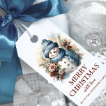 Elegant Floral Christmas Snowman Gift Tags<br><div class="desc">Add a special touch to your holiday gift-giving this season with our Elegant blue and red floral Christmas snowman custom gift tags. These stunning gift tags feature a beautifully designed watercolor floral snowman, with the words "Merry Christmas" written in typography font. But that's not all - these gift tags are...</div>